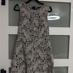 H&M Black and Cream Lace Midi Dress